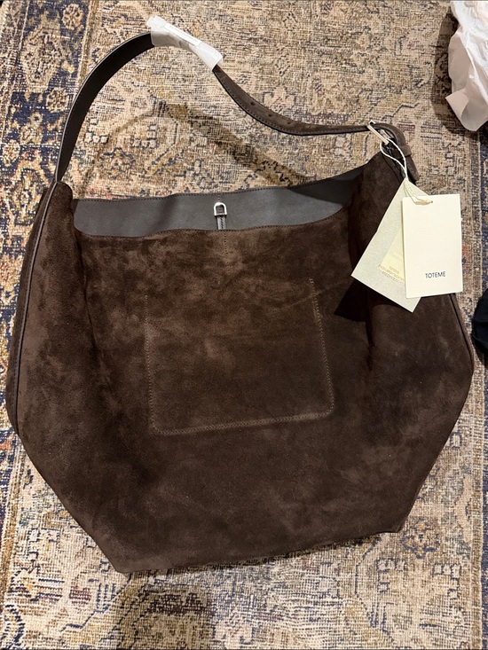 Toteme Handbags - Toteme Dark Brown Suede Messenger Bag with Shoulder Strap